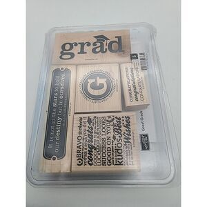 StampIn' Up! GREAT GRADS Set Of‎ 5 Wood Mount Stamps Used
